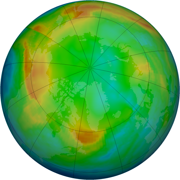 Arctic ozone map for 09 January 1983